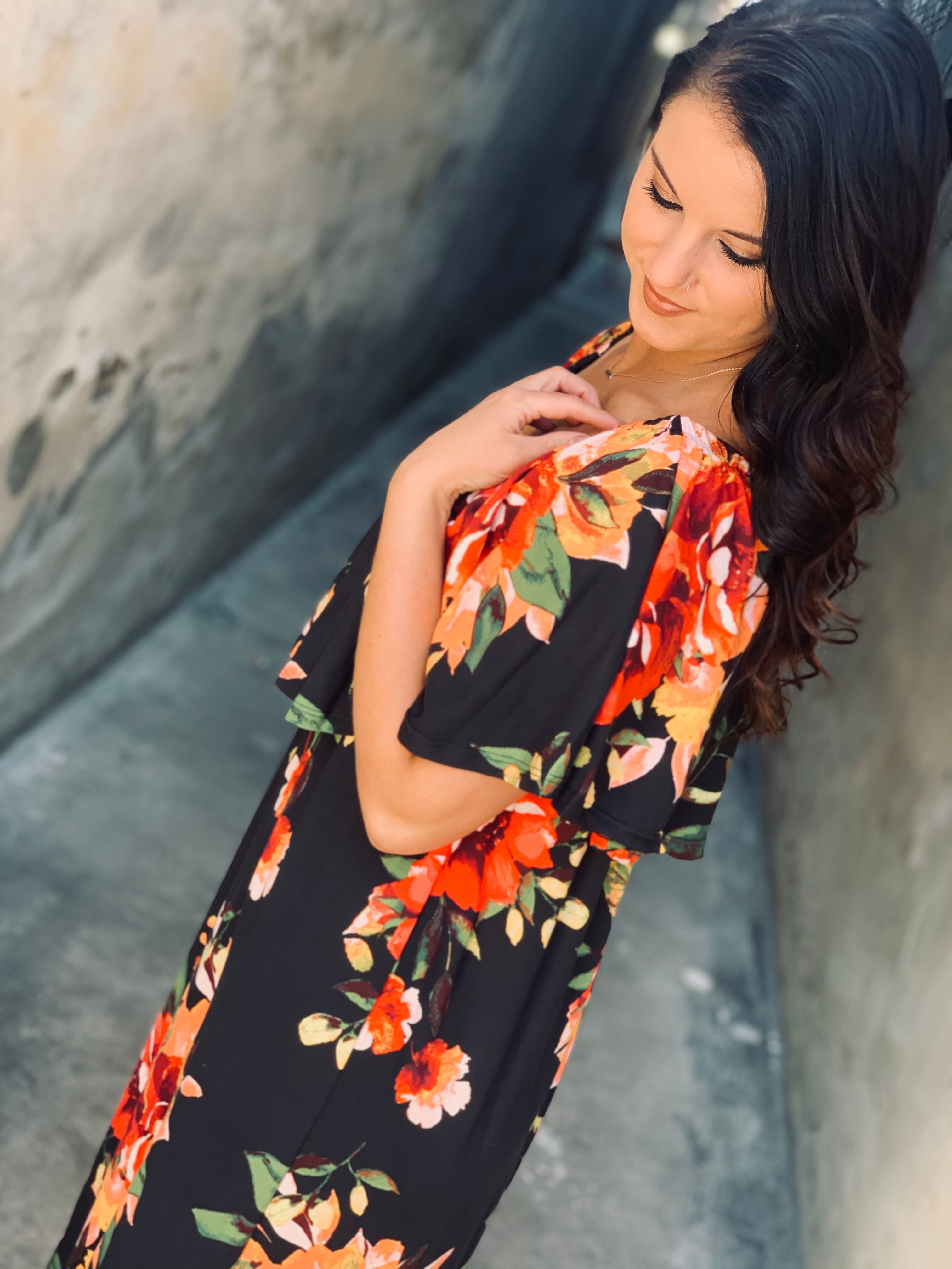 Summer Daydream Black Floral Maxi Dress