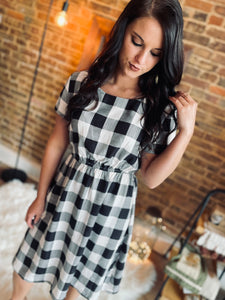 Check On Me Black Checkered Dress