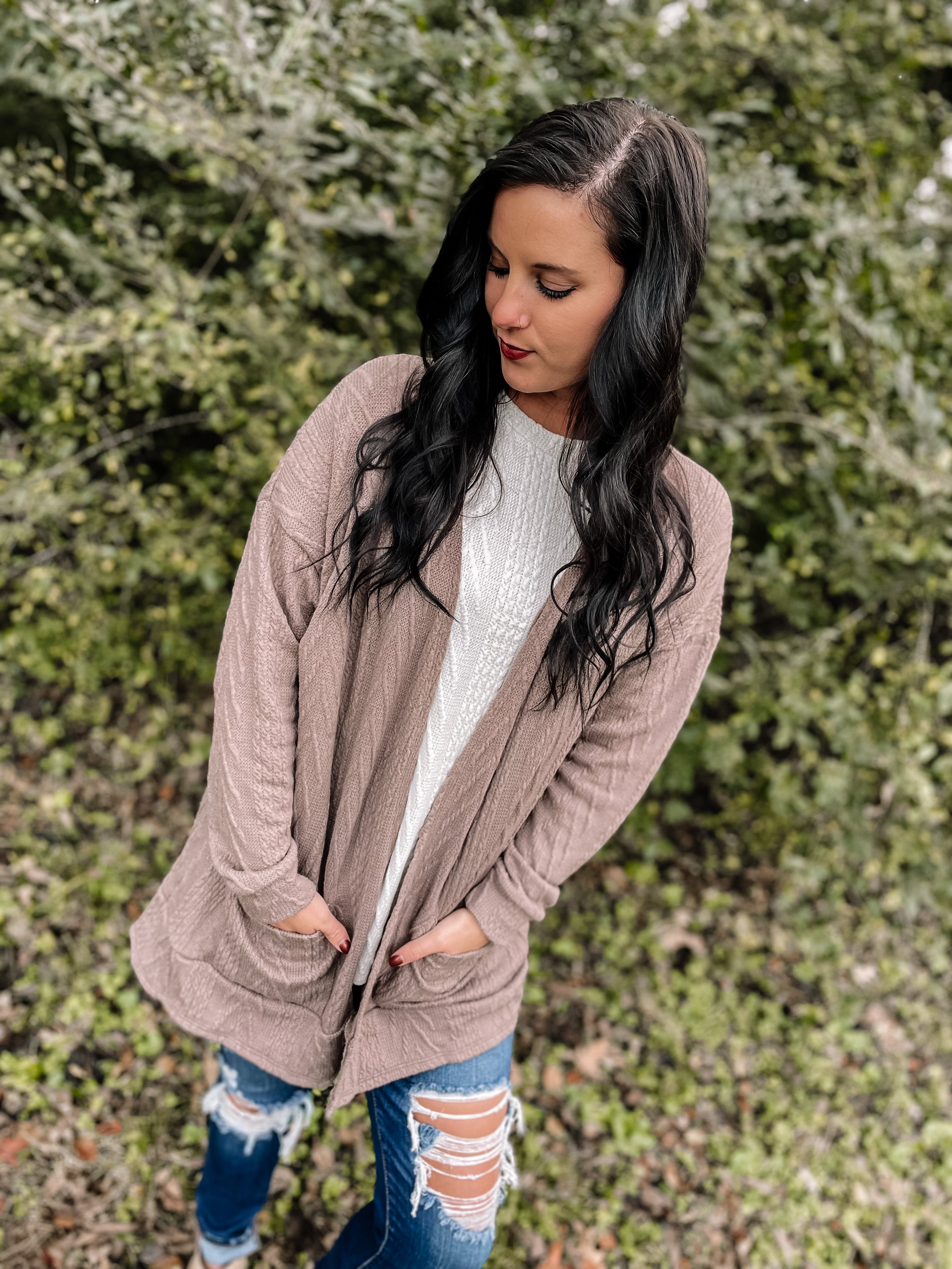 Cozy Holiday Mocha Cardigan