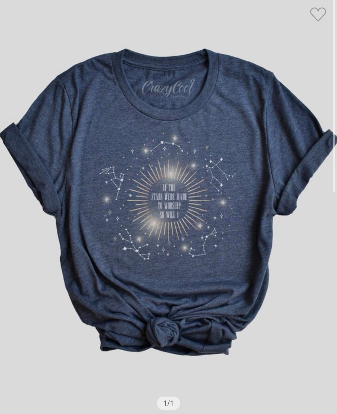 If The Stars Were Made To Worship So Will I Navy Tee