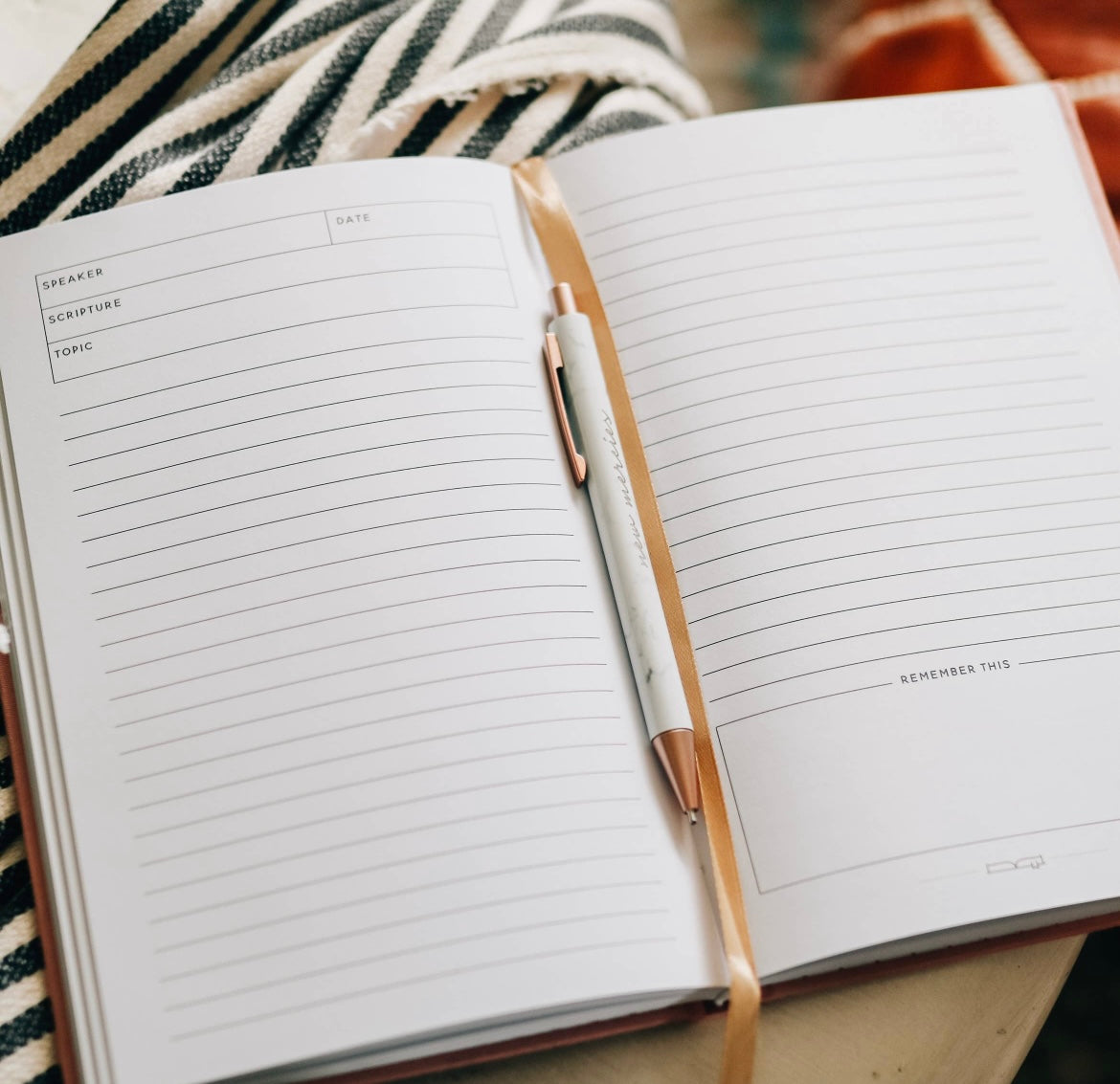 Sermon Notes Pink Linen Journal