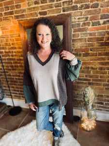 Fall Days Brown Colorblock Blouse