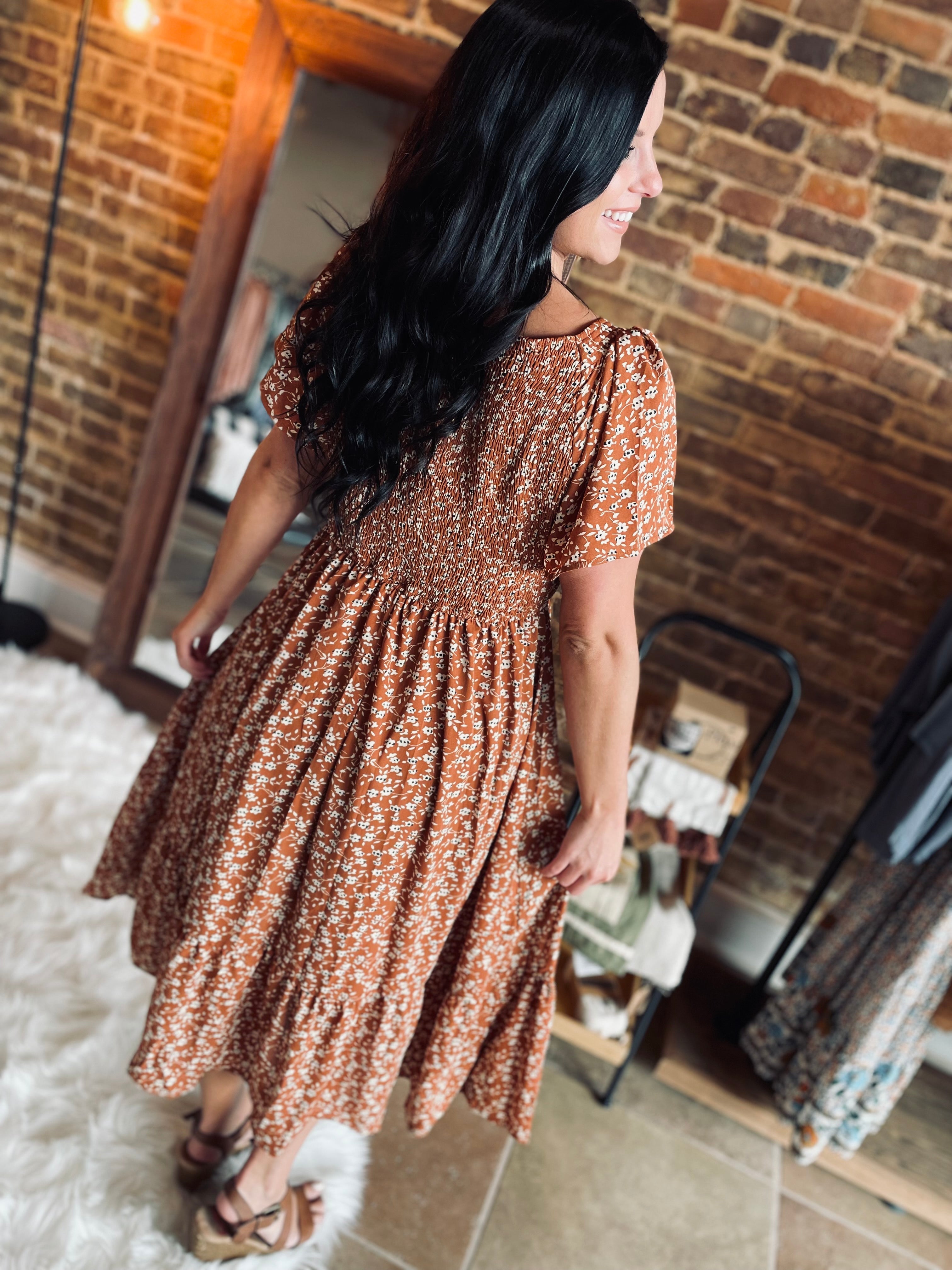 Lets Fall In Love Cinnamon Midi Dress