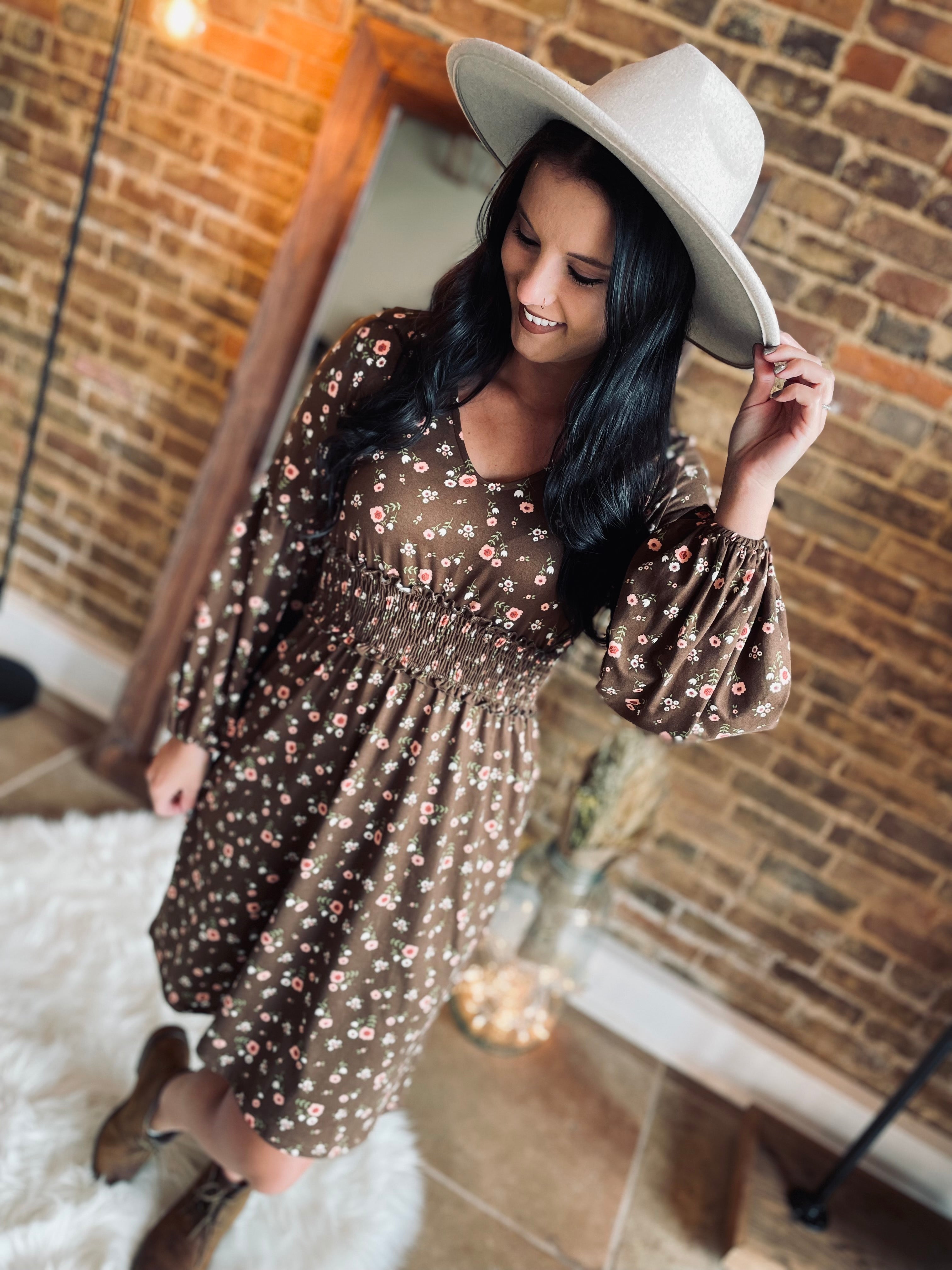 That Fall Feeling Brown Print Dress FINAL SALE