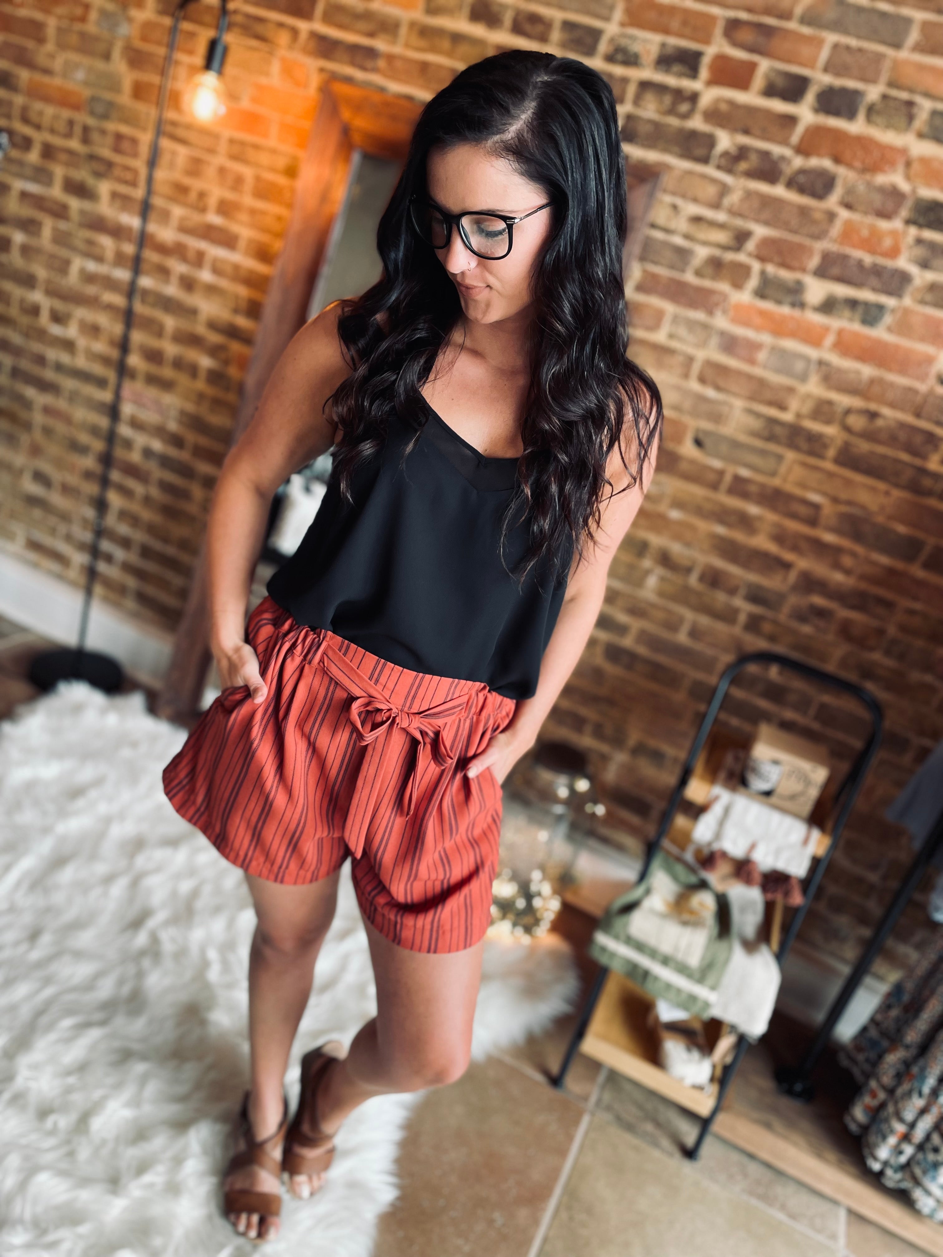 Courageous Soul Marsala Striped Shorts