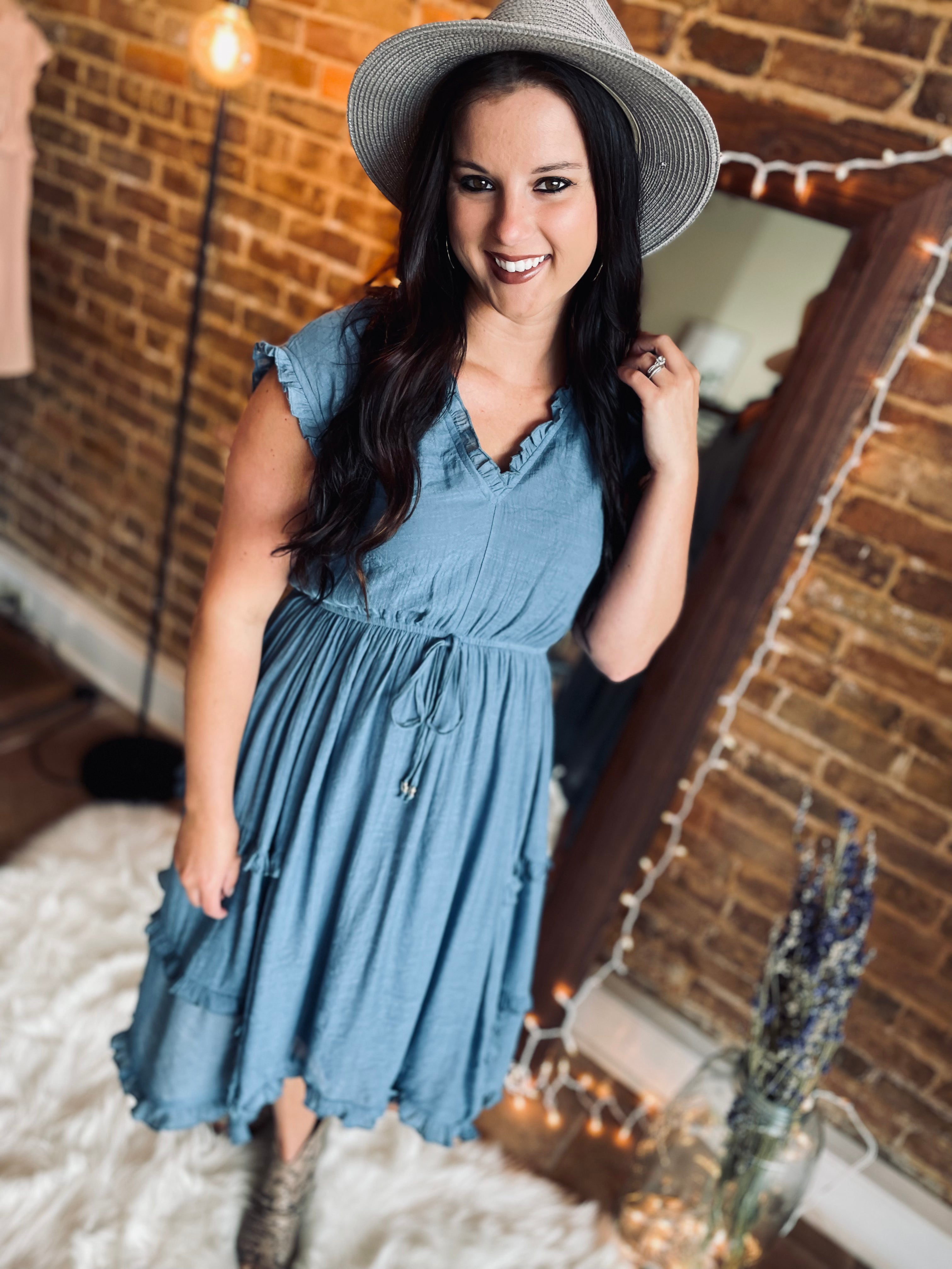 All About You Slate Blue Dress