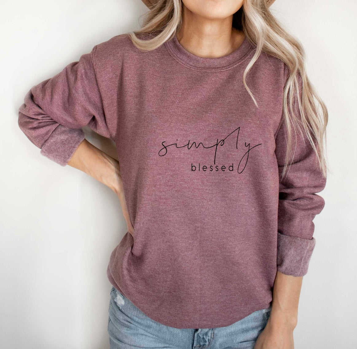 Simply Blessed Heather Maroon Sweatshirt