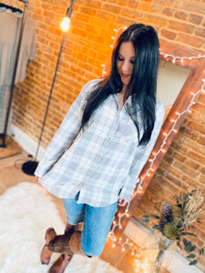 Endless Limit Slate Blue Plaid Button Up