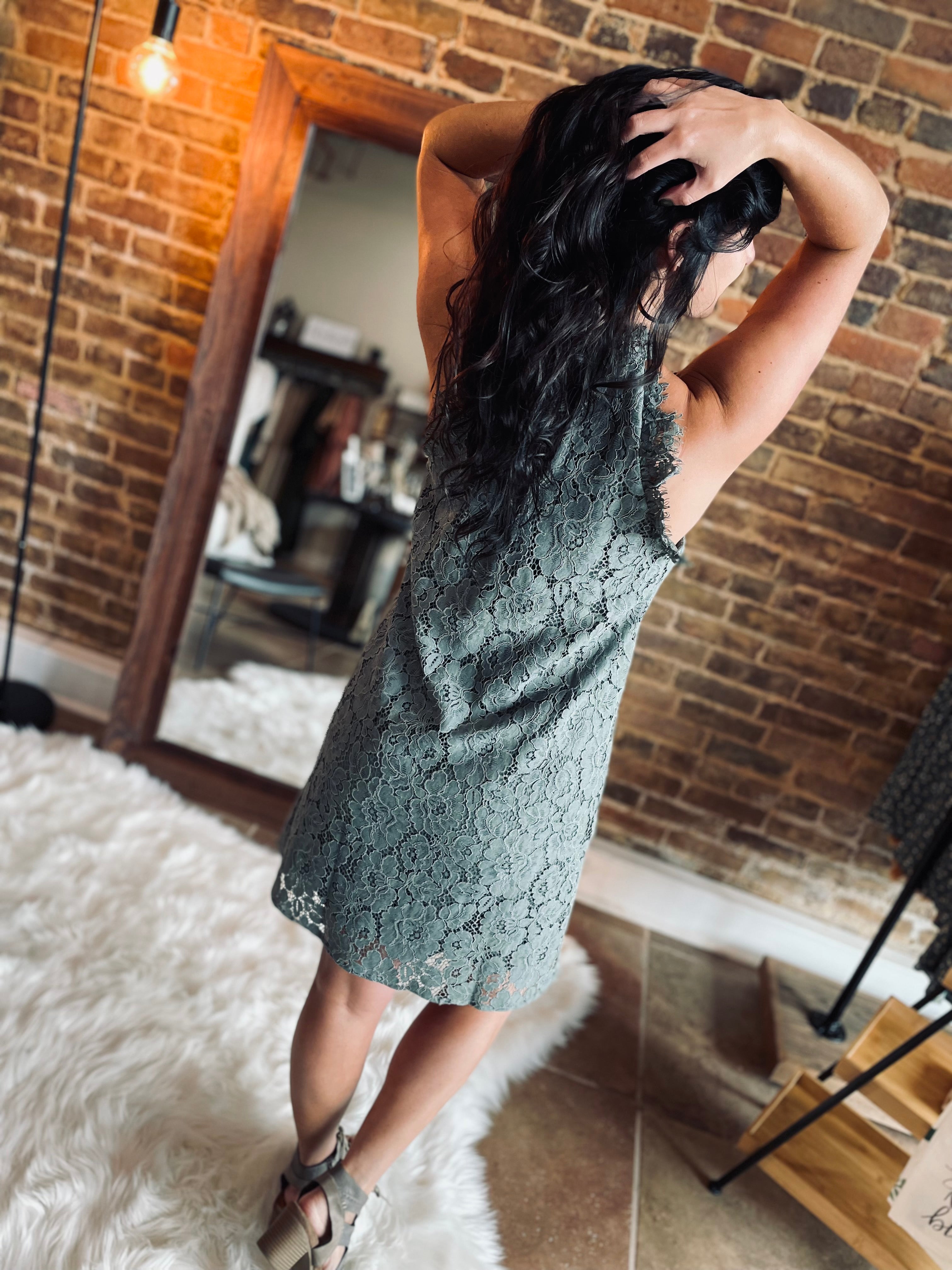 She’s So Lovely Sage Lace Dress FINAL SALE