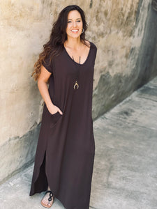 Best Views Dark Brown Maxi Dress