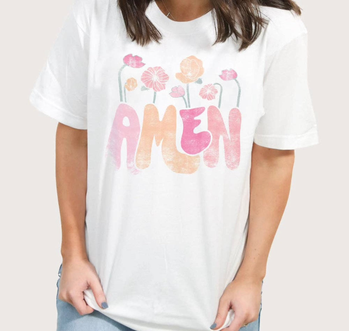 Amen Floral White Soft Tee