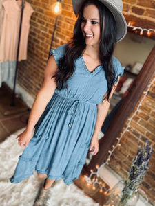 All About You Slate Blue Dress