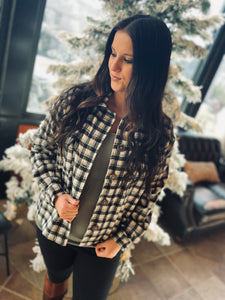 Stay Cozy Black Mix Plaid Jacket