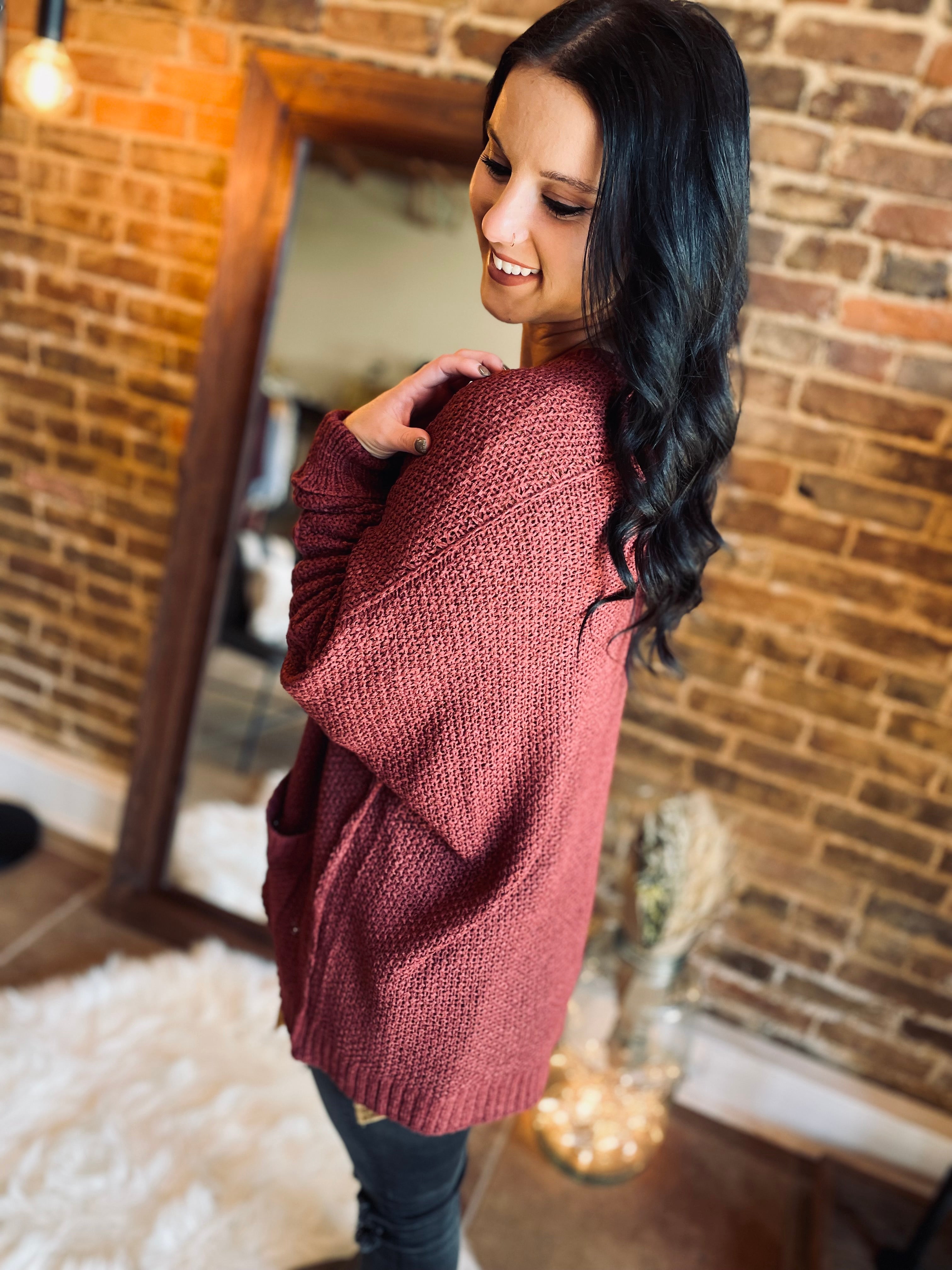 Hold Me Forever Wine Knit Cardigan