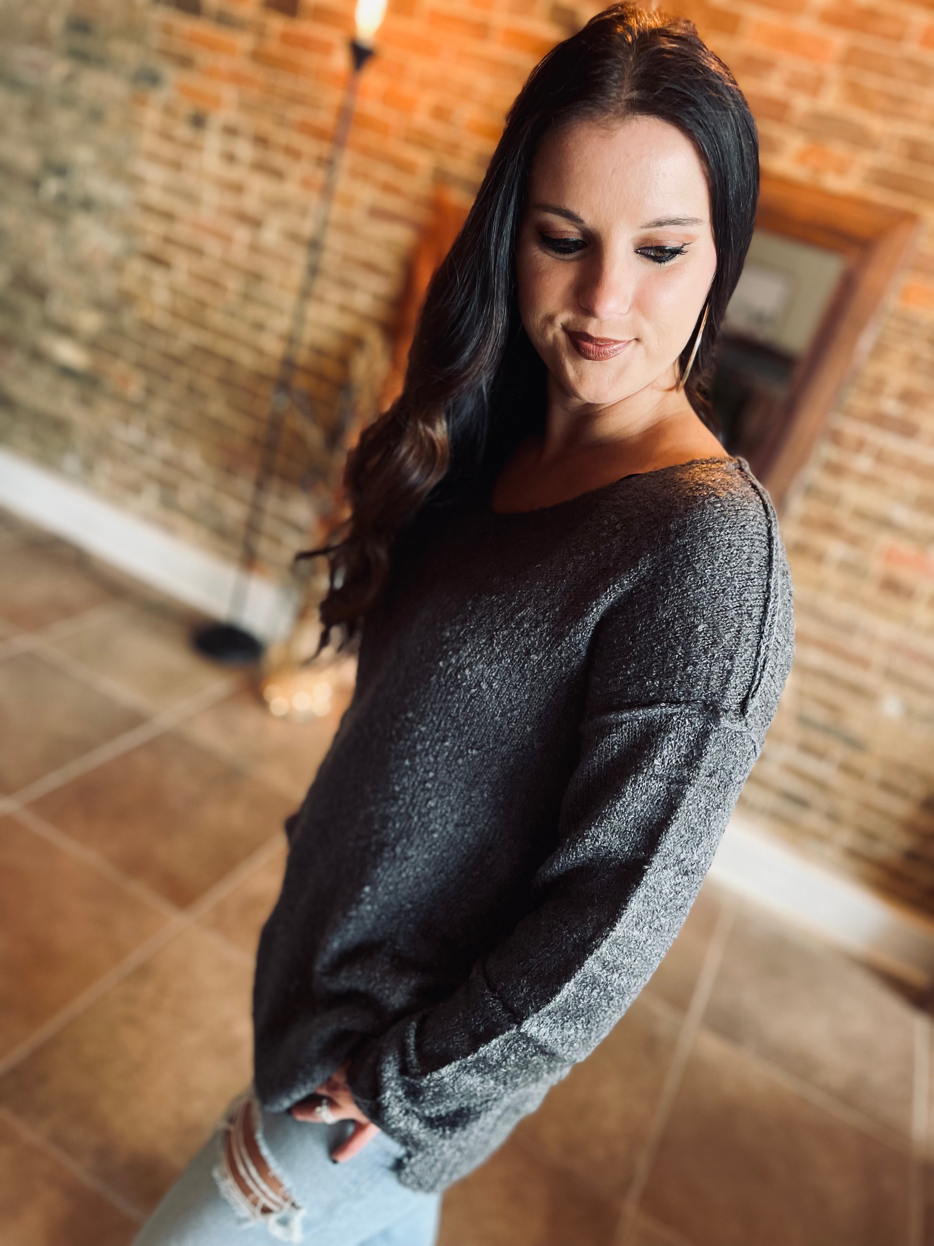 Joy In The Morning Charcoal Sweater