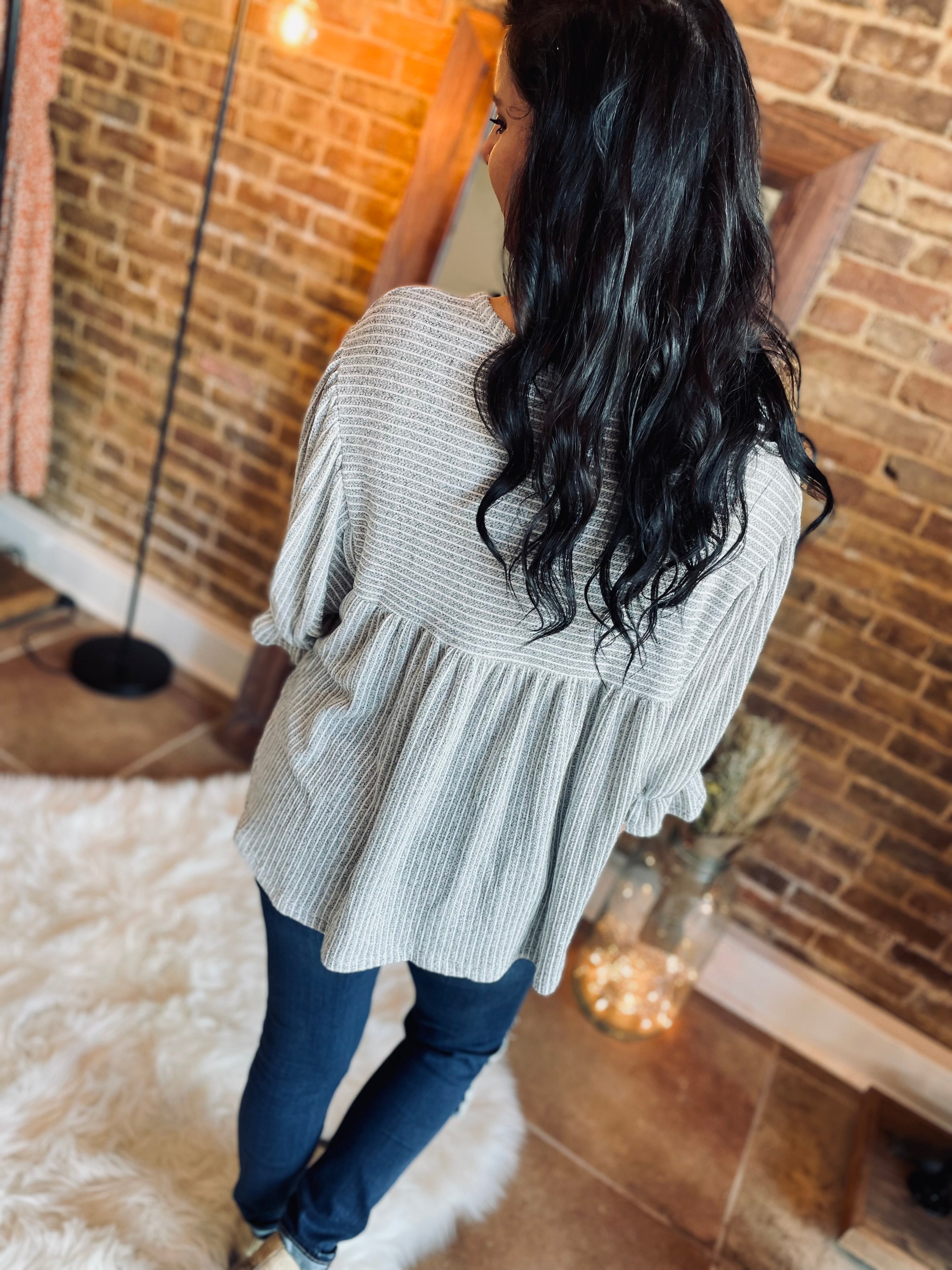 Believe For The Best Soft Grey 3/4 Blouse