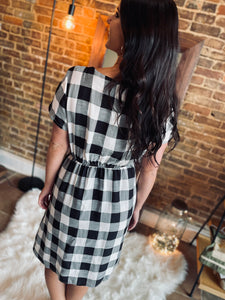 Check On Me Black Checkered Dress