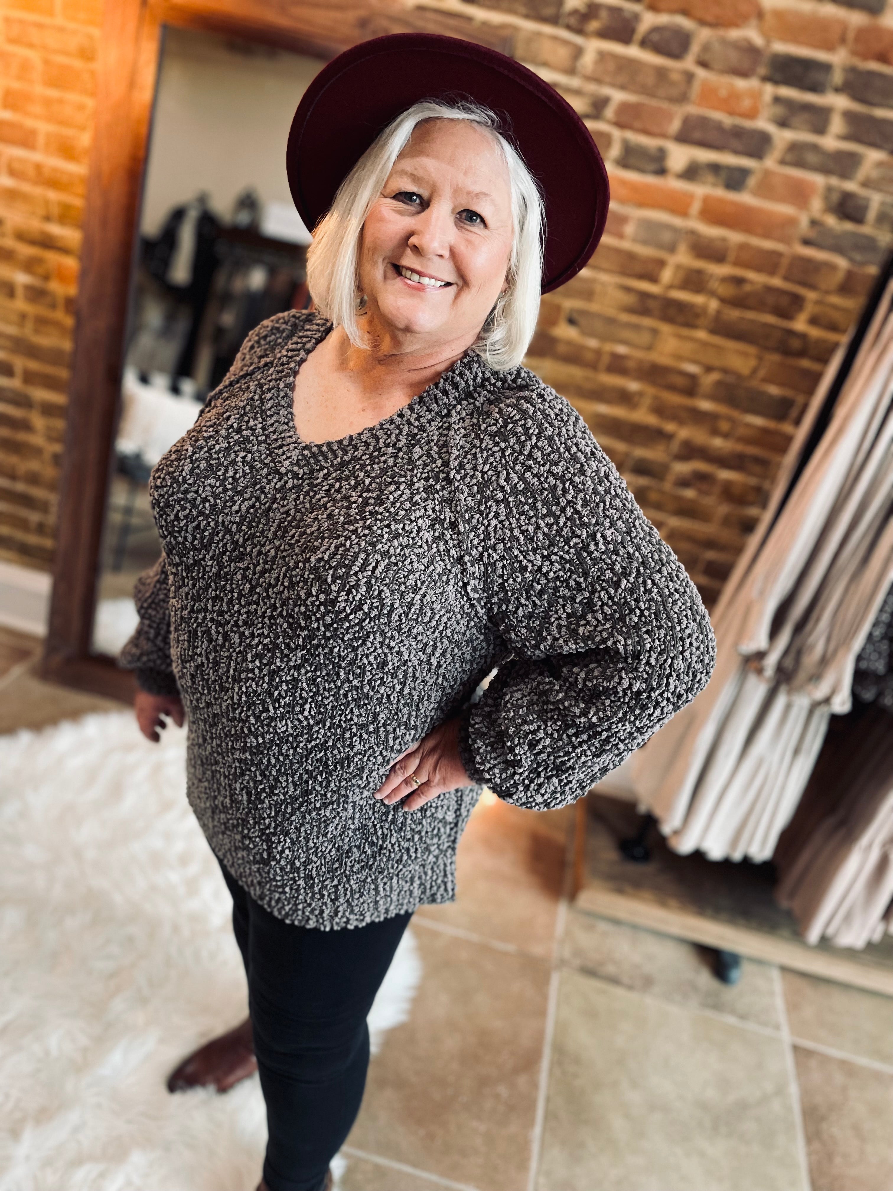 Mocha V-Neck Sweater FINAL SALE