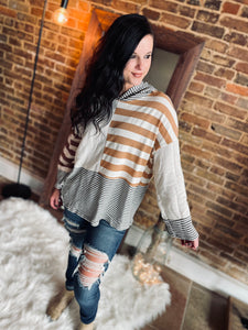 Something On Your Mind Cream Stripe Hoodie