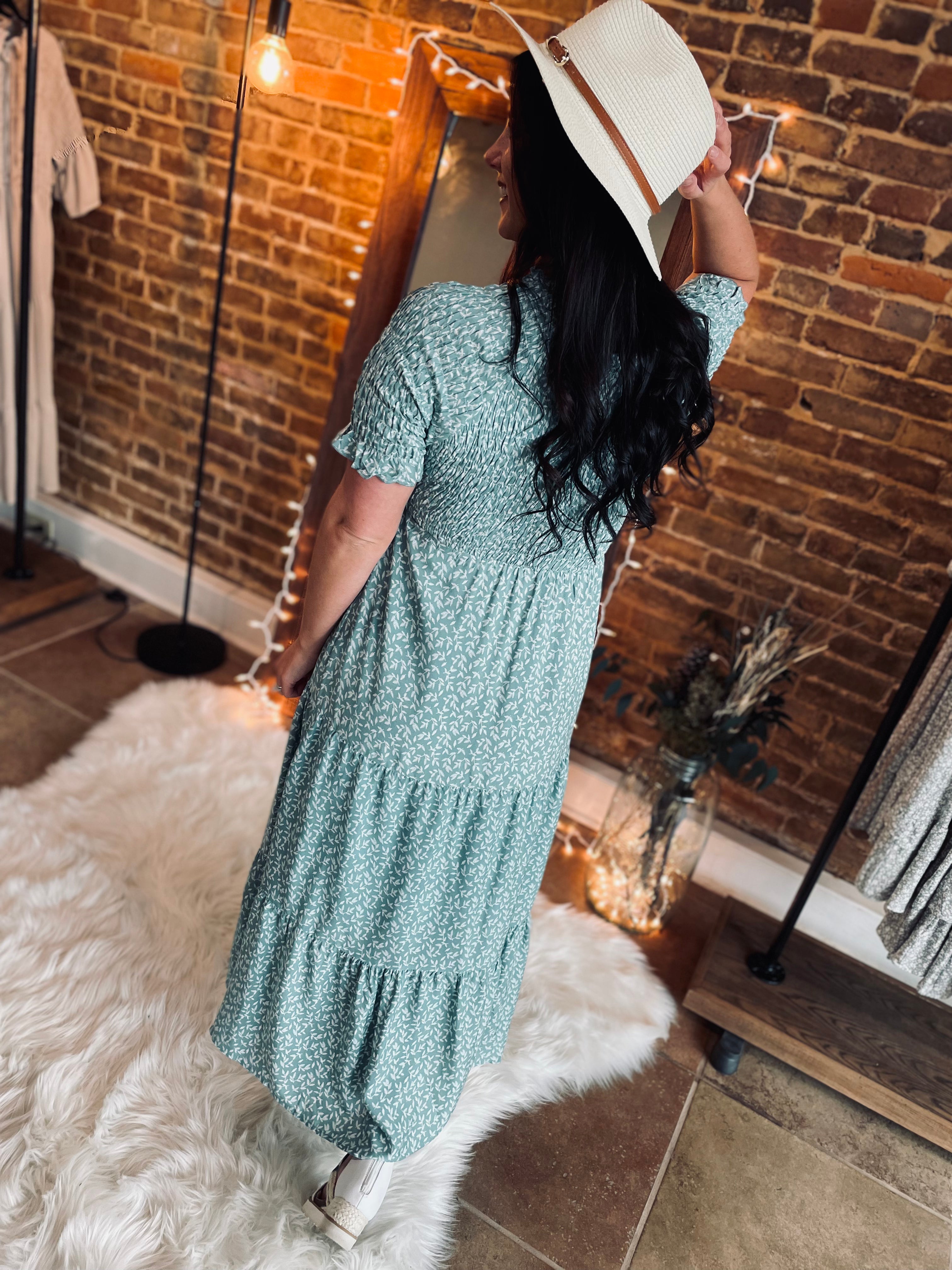 Love For A Lifetime Seafoam Print Midi Dress